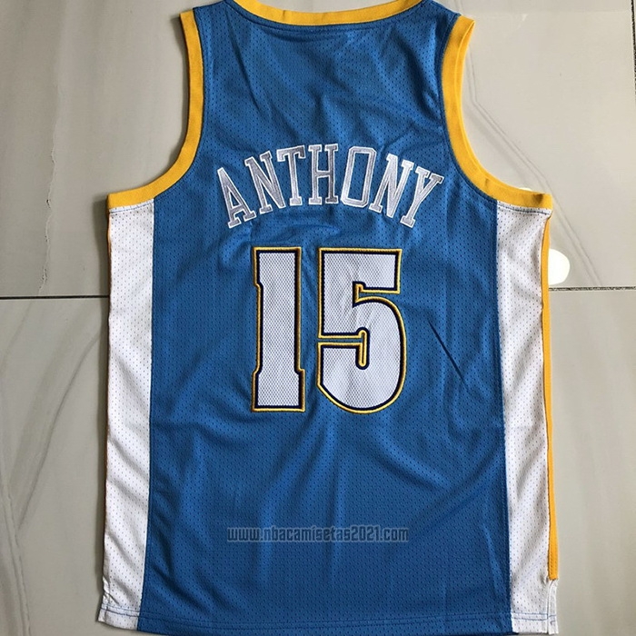 Camiseta Denver Nuggets Carmelo Anthony #15 Mitchell & Ness 2003-04 Azul
